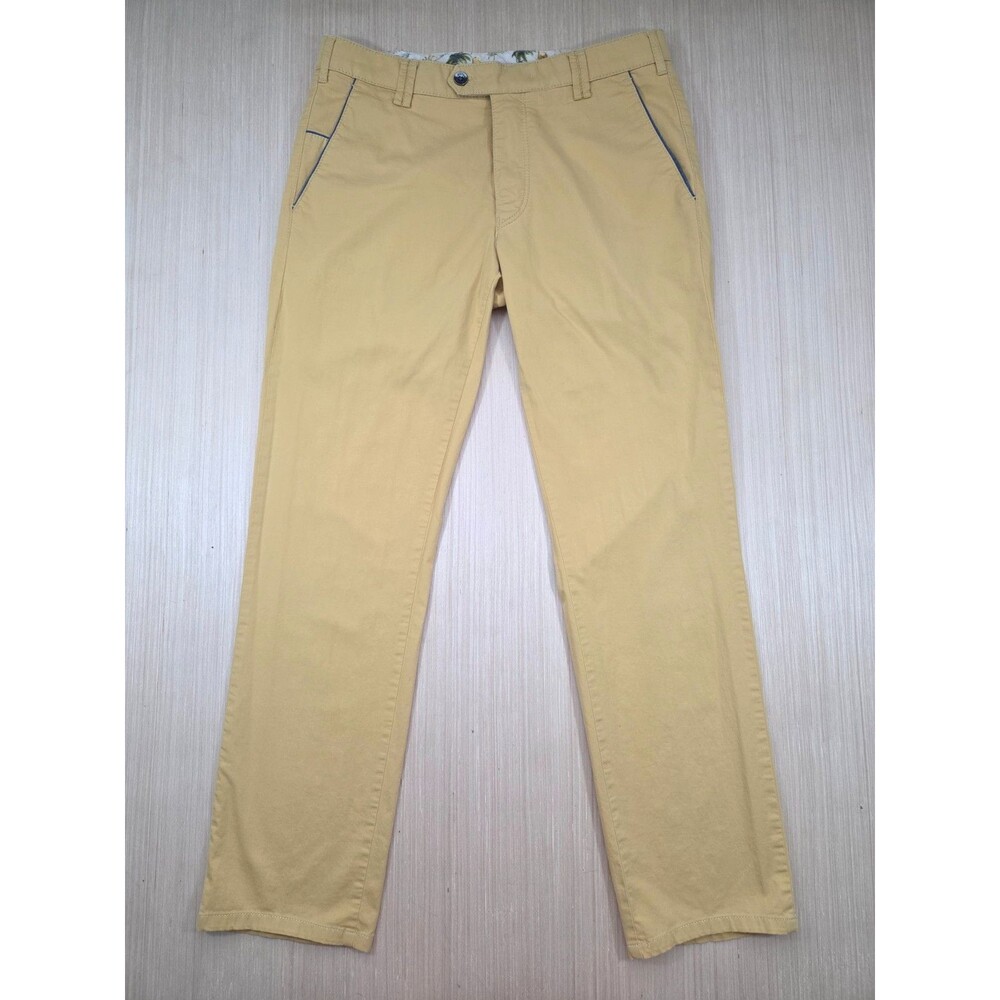 Meyer Chinos Modern Comfort Pants Size US 32 Oslo Yellow Cotton Blend 32x29.5